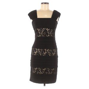 Size 16 XL 1X BLACK LACE/SHUTTER PLEAT SHEATH DRESS Wedding Evening Plus Size